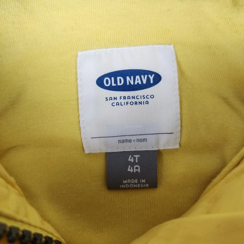 Old Navy Jacket Girls 4T Yellow Utility Hooded Anorak Elastic Waist Full Zip